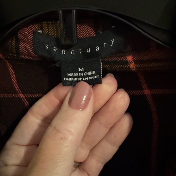 Sanctuary Women's Pink Plaid Boyfriend Button Up Size M - Picture 2 of 9